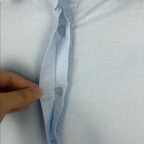 Zara Basic Light Blue Long Sleeve Black Button Details Classic Blouse Size XS - Picture 8 of 12